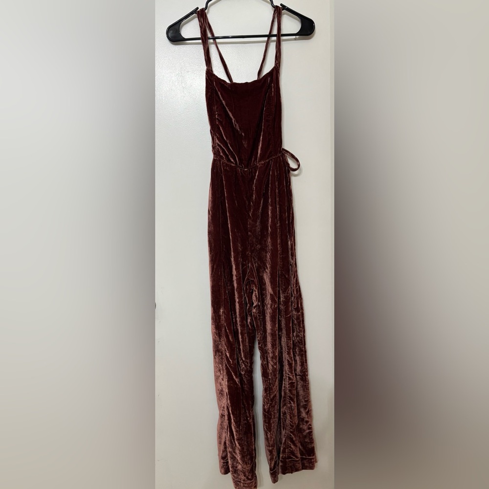Free People Women 90's Forever Tie Side Velvet Romper Size Small Boho Festival